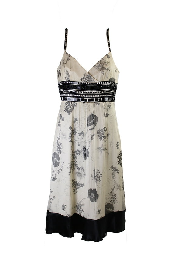 Laundry By Shelli Segal Womens Ivory Circle Bead-Trim Floral-Print Dress 4