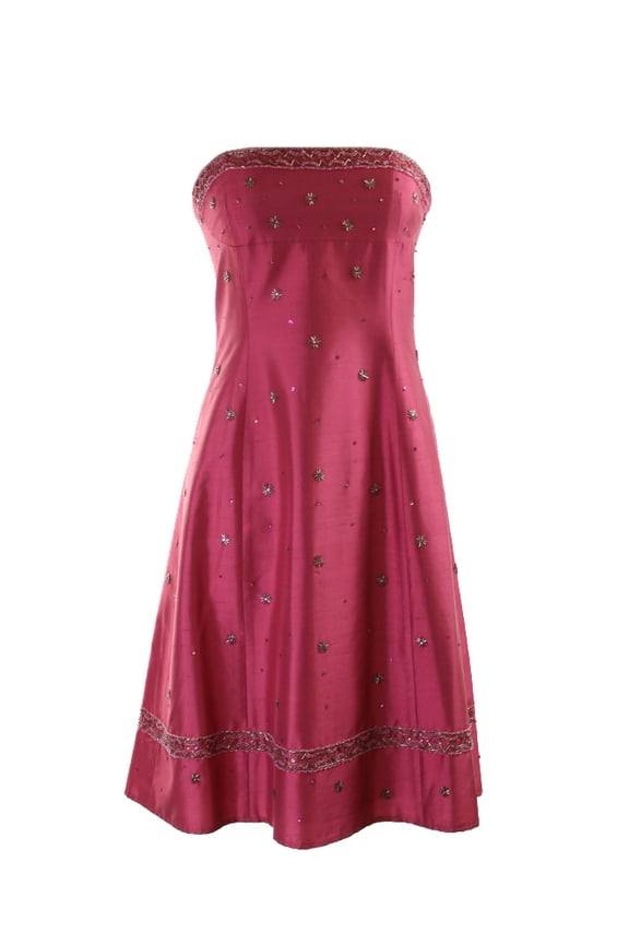 Laundry By Shelli Segal Womens Pink Strapless Embellished Dress 8