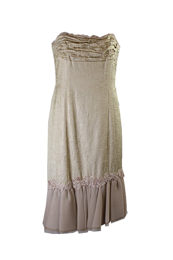 Laundry By Shelly Segal Cream Strapless Crochet-Trim Dress 12
