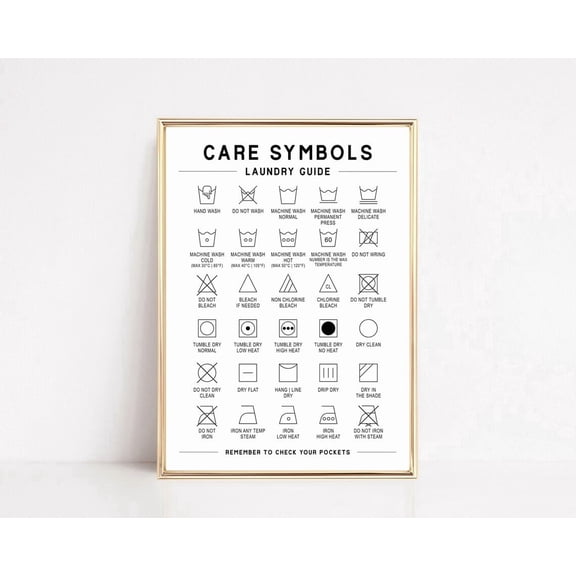 Laundry Care Symbols Guide Laundry Room Decor Laundry Art Washing Symbols Print Laundry Room Signs Wall Art Modern Wall Decor