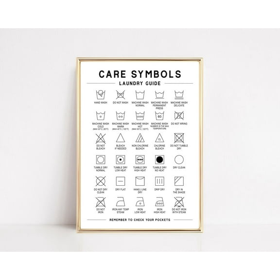 Laundry Care Symbols Guide Laundry Room Decor Laundry Art Washing Symbols Printable Laundry Room Signs Wall Art, Modern Wall Decor, 8x12 UNFRAMED
