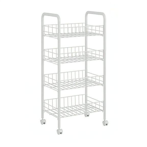 4-Tier Rolling cart, Rolling Storage Cart, Rolling cart, Metal Laundry Basket Cart, Laundry Organizer for Office/Kitchen/Bedroom/Laundry Home Use