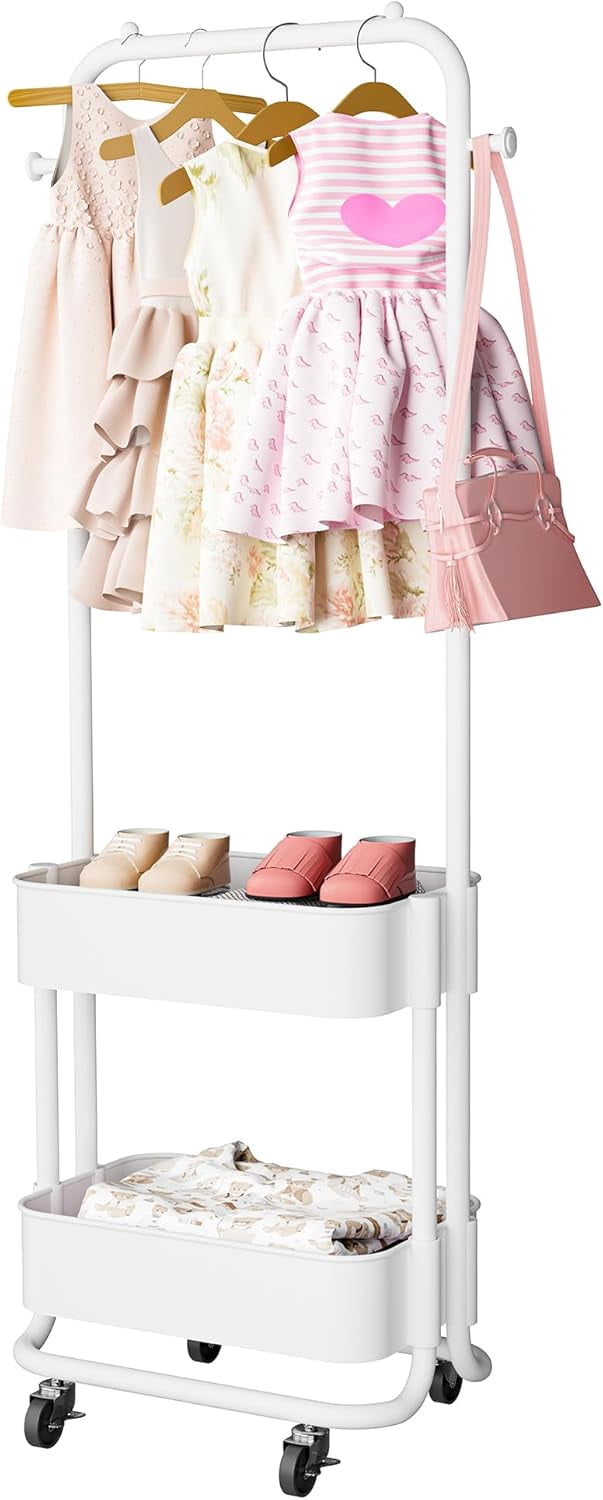 Laundry Cart On Wheels With Hanging Bar