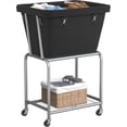 thumbnail image 1 of Laundry Cart with Wheels, Rolling Laundry Hamper with Removable Bag and Shelf, Metal Frame Laundry Basket with 4 Casters and 2 Brakes, Ideal for Bedroom, Bathroom, Laundry Room, Black, 1 of 18