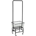 thumbnail image 1 of Laundry Cart with Clothes Rack, Rolling Laundry Butler with Wire Storage Rack，Black, 1 of 16