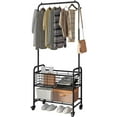thumbnail image 1 of Laundry Cart with Hanging Rack Rolling Laundry Hamper Sorter with Wheels Shelf,Black, 1 of 6