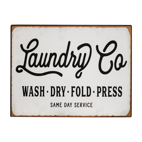Laundry Co. Distressed Vintage Farmhouse Metal Sign Laundry Room Decor
