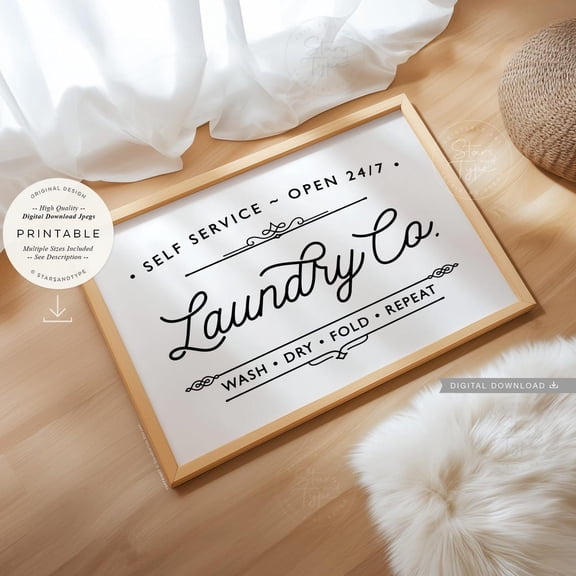 Laundry Co Wash Dry Fold Quote Poster, Unframed Size 12x18