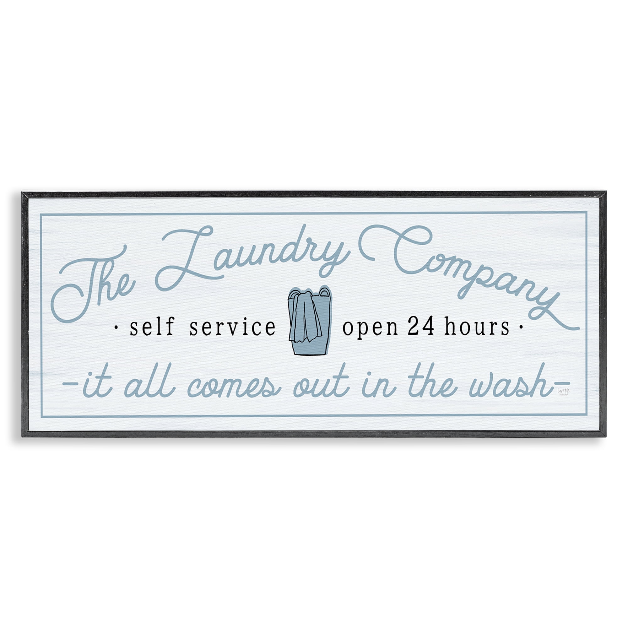 Laundry Company All Comes Out In Wash Typography Graphic Art Black Framed Art Print Wall Art
