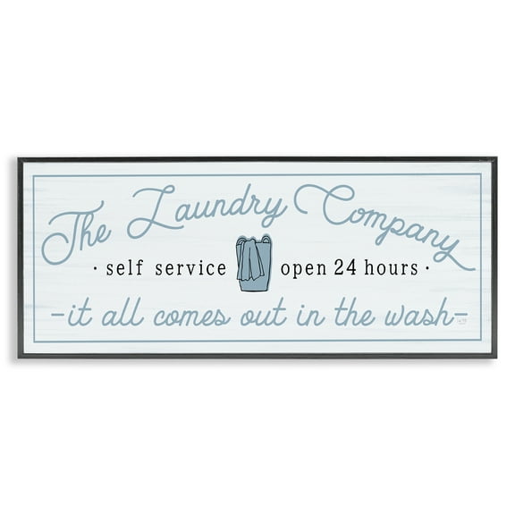 Laundry Company All Comes Out In Wash Typography Graphic Art Black Framed Art Print Wall Art