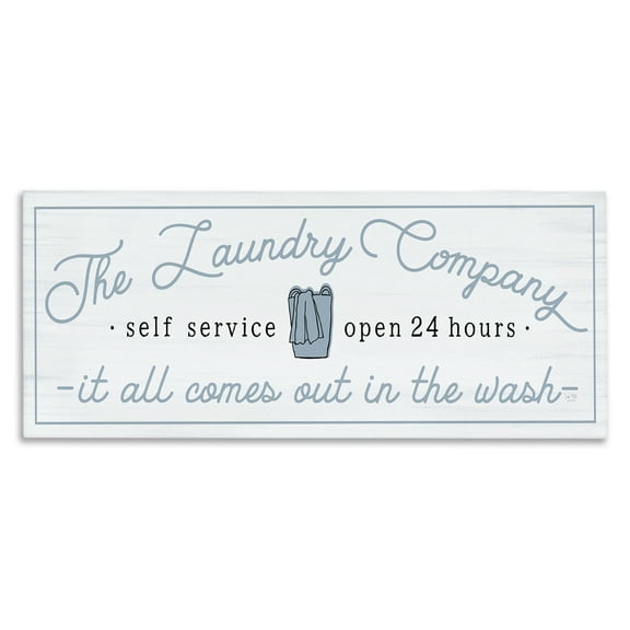Laundry Company All Comes Out In Wash Typography Graphic Art Gallery Wrapped Canvas Print Wall Art
