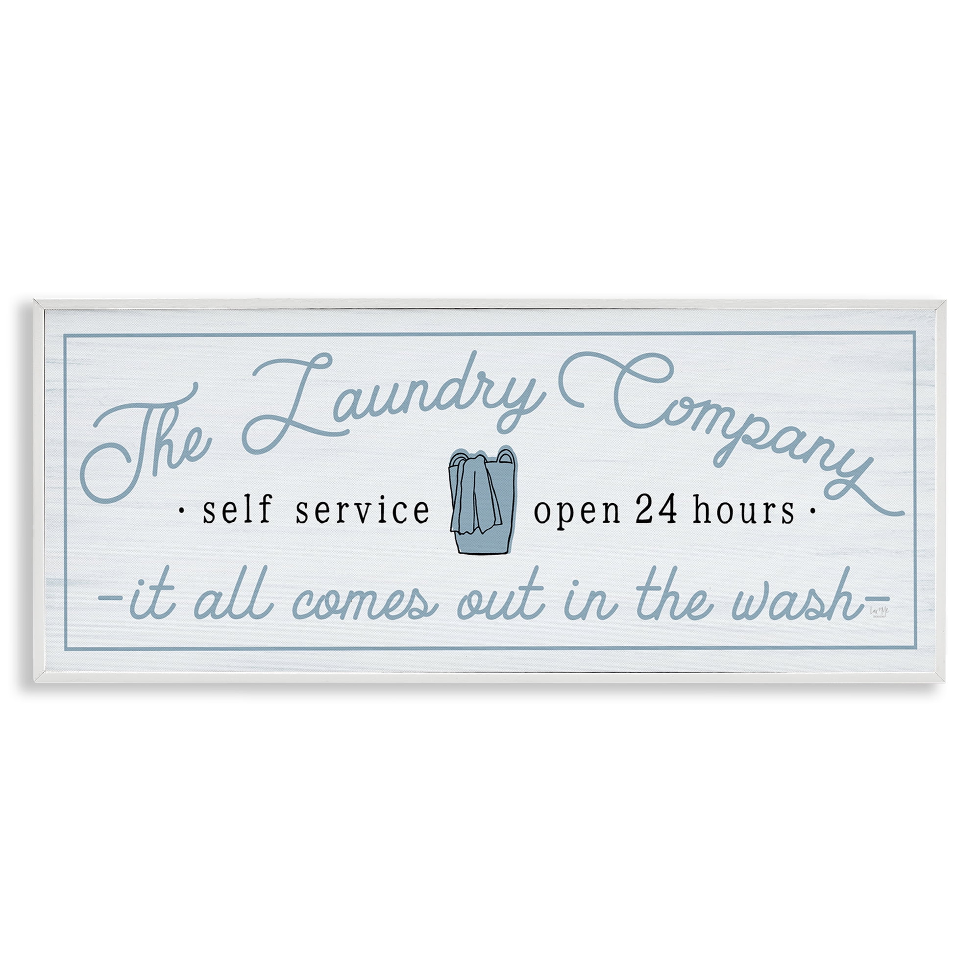 Laundry Company All Comes Out In Wash Typography Graphic Art White Framed Art Print Wall Art