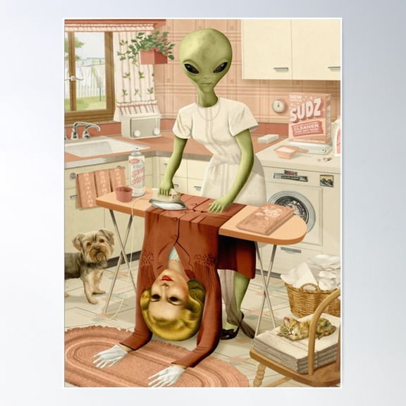 Laundry Day - Alien Edition Poster Wall Art, Modern Wall Decor For Living Room Bedroom, 8x12 UNFRAMED