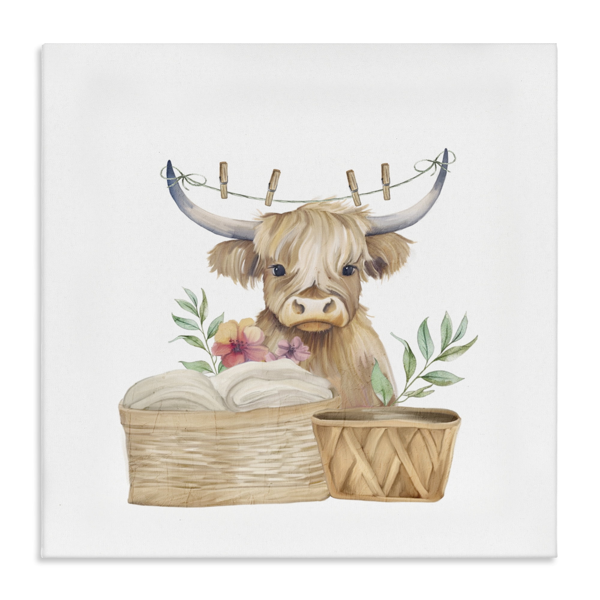 Laundry Day Baby Cattle Canvas Wall Art, design by Kim Allen