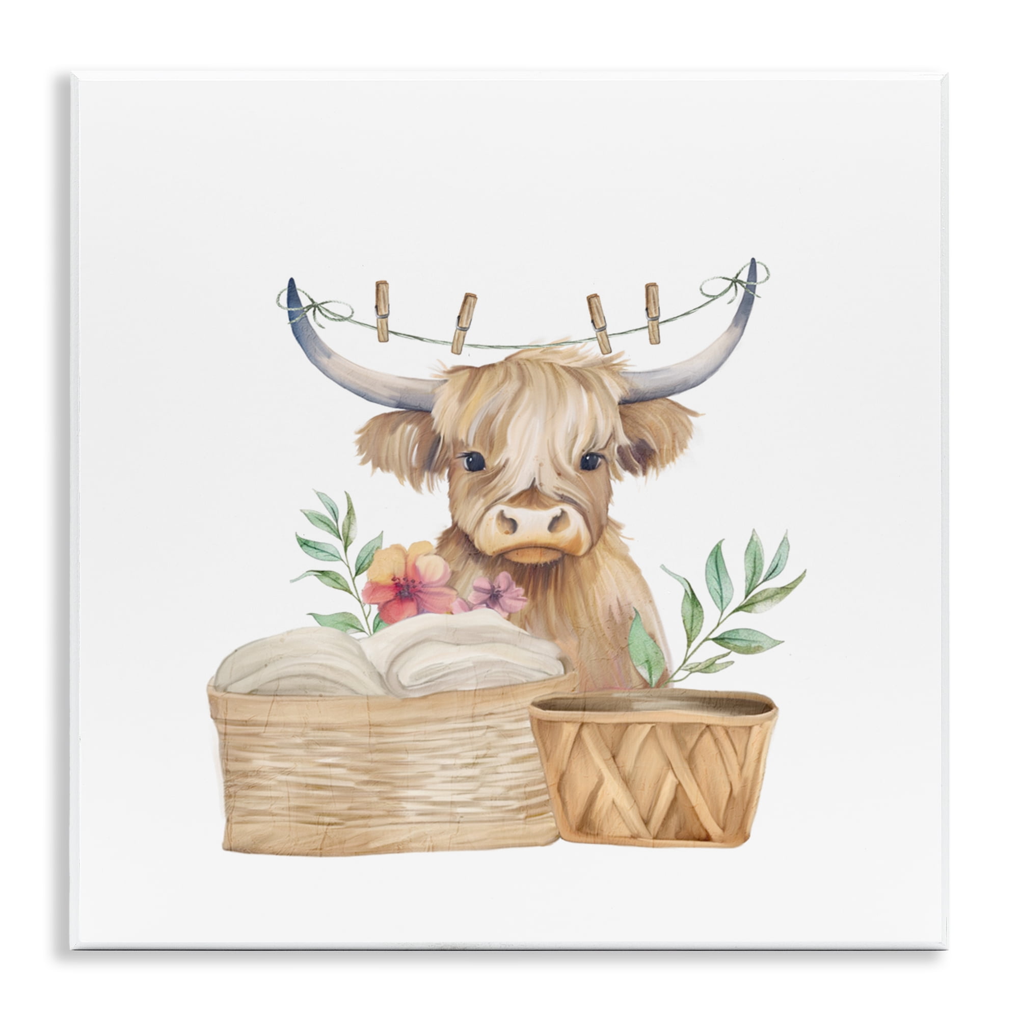 Laundry Day Baby Cattle Wall Plaque Art, design by Kim Allen