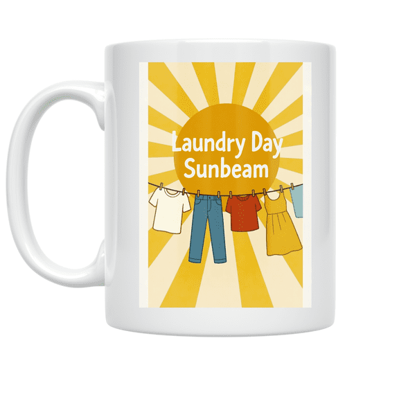 Laundry Day Sunbeam Design - Laundry Room Decor Enthusiast - 11 oz Ceramic Coffee Mug