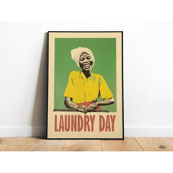 Laundry Day Wall Art Retro Bathroom Art Wash Room Art Print Laundry Room Art Utility Room Decor Loads Of Fun Print Black Woman Art Wall Art, Modern Wall Decor, 12x18 UNFRAMED