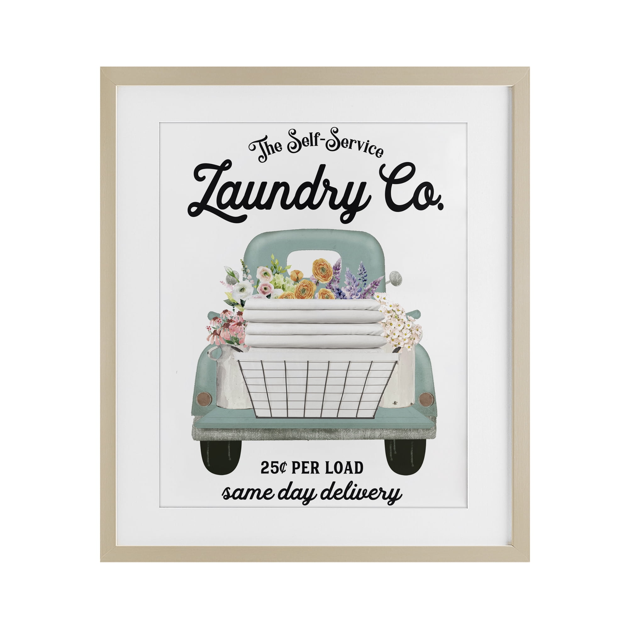 Laundry Delivery Truck Birch Framed Print Under Glass, design by Lettered and Lined