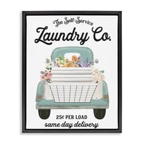Laundry Delivery Truck Black Framed Floater Canvas Wall Art, design by Lettered and Lined