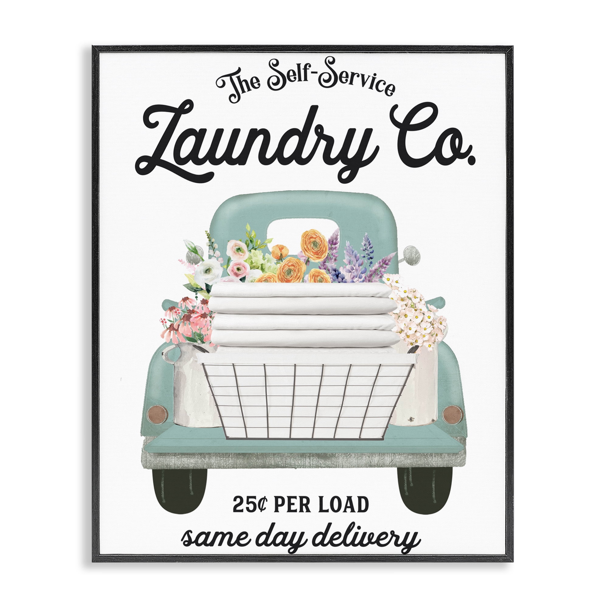 Laundry Delivery Truck Black Framed Giclee Art, design by Lettered and Lined