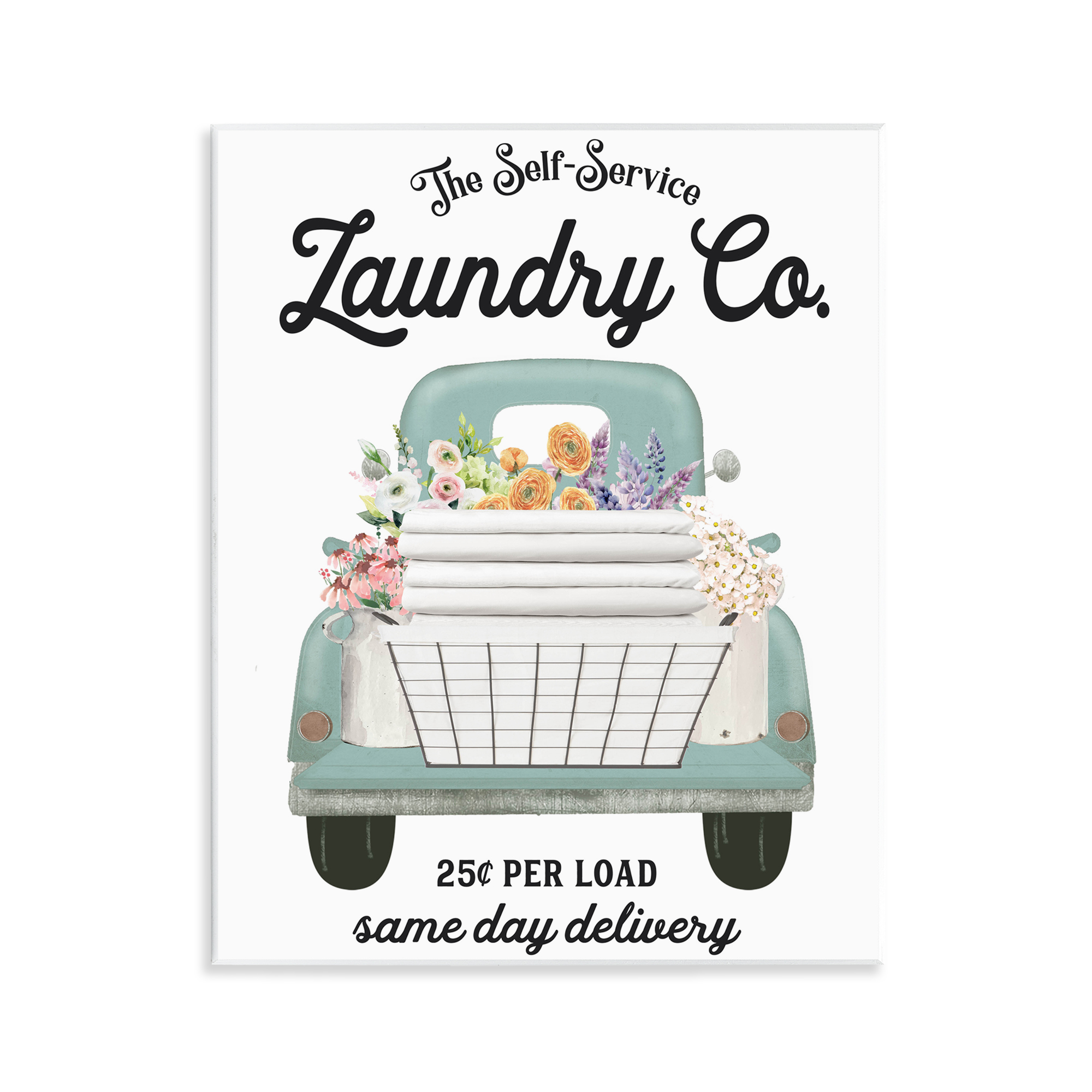 Laundry Delivery Truck Wall Plaque Art, design by Lettered and Lined