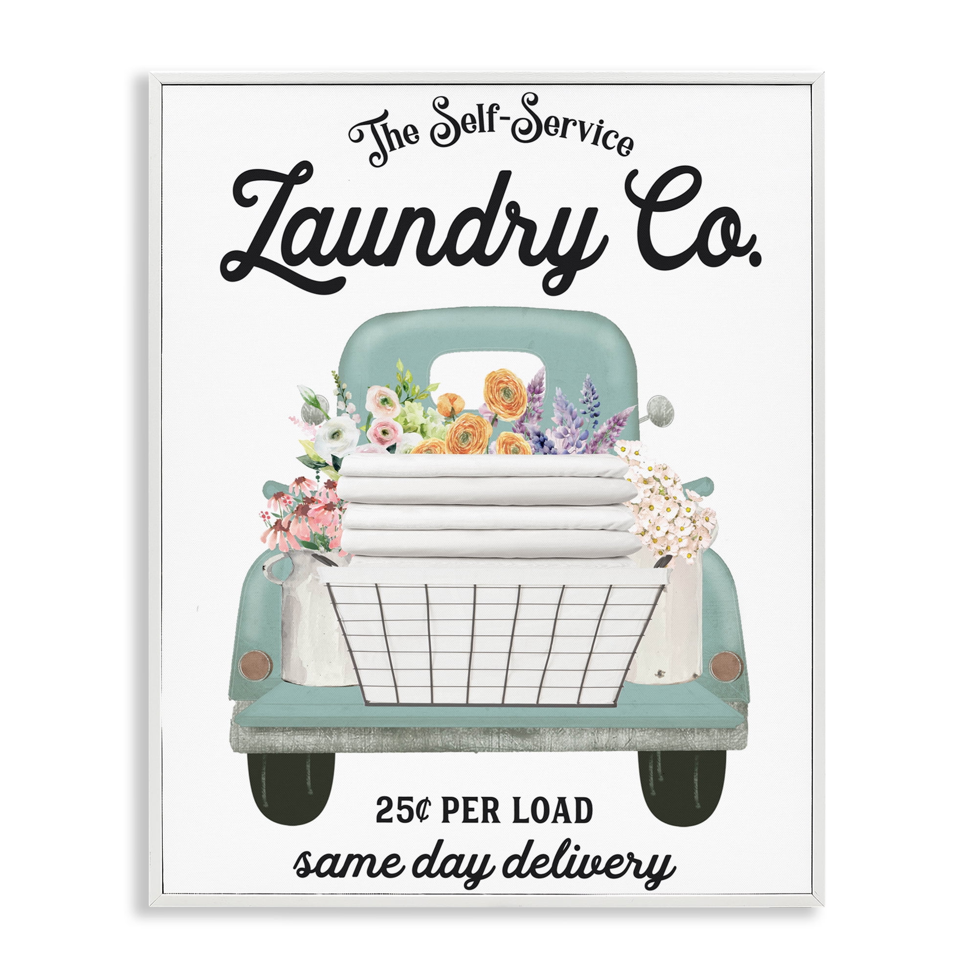 Laundry Delivery Truck White Framed Giclee Art, design by Lettered and Lined