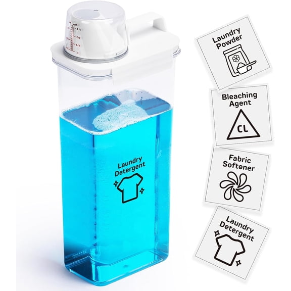 Laundry Detergent Dispenser-1 Pack, Detergent Dispenser with 4 Removable Labels, Laundry Soap Dispenser for Laundry Room Organization and Storage, BPA Free & PET Plastic Clear (98 oz)