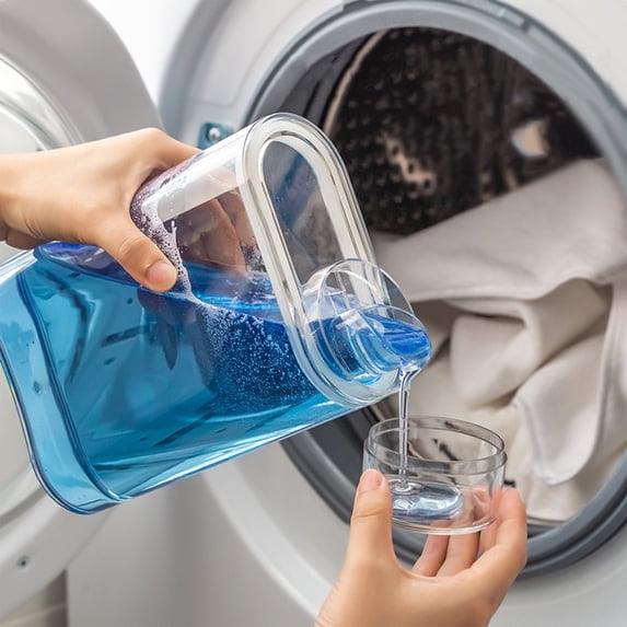 Laundry Detergent Dispenser 43oz Clear Plastic | & Soap Organizer Bottle | Leakproof Wide Mouth Refillable Container for Fabric Softener, Laundry Room Storage & Organization, Easy Clean