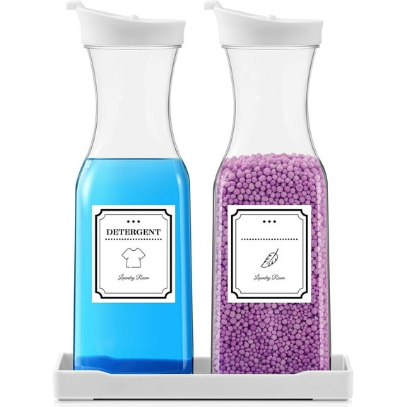 Laundry Detergent Dispenser,Laundry Soap Dispenser,Laundry Detergent Container,35OZ Fabric Softener Dispenser with Tray,Liquid Laundry Detergent Dispenser, Laundry Room Organization,Extra 4 Labels