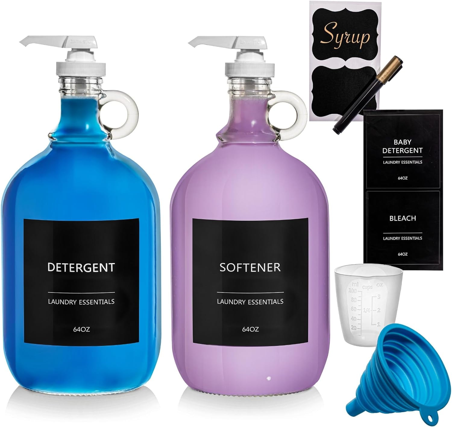 Laundry Detergent Dispenser for Laundry Room Two 1/2 Gallon Glass