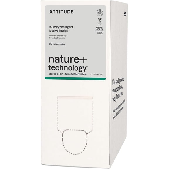 Laundry Detergent with Essential Oils, EWG Verified, Vegan, Plant and Mineral-Based Ingredients, HE, Bulk Refill, 80 Loads, Lavender and Rosemary, 67.6 Fl Oz