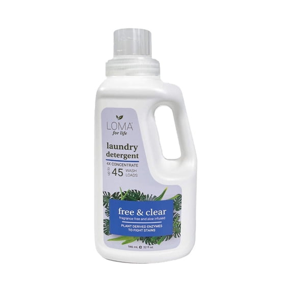 Loma Plant-Based Liquid Laundry Detergent, Free & Clear, 45 Loads, 32 fl oz