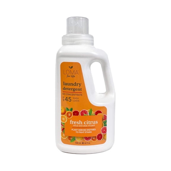 Loma Plant-Based Liquid Laundry Detergent, Fresh Citrus, 45 Loads, 32 fl oz
