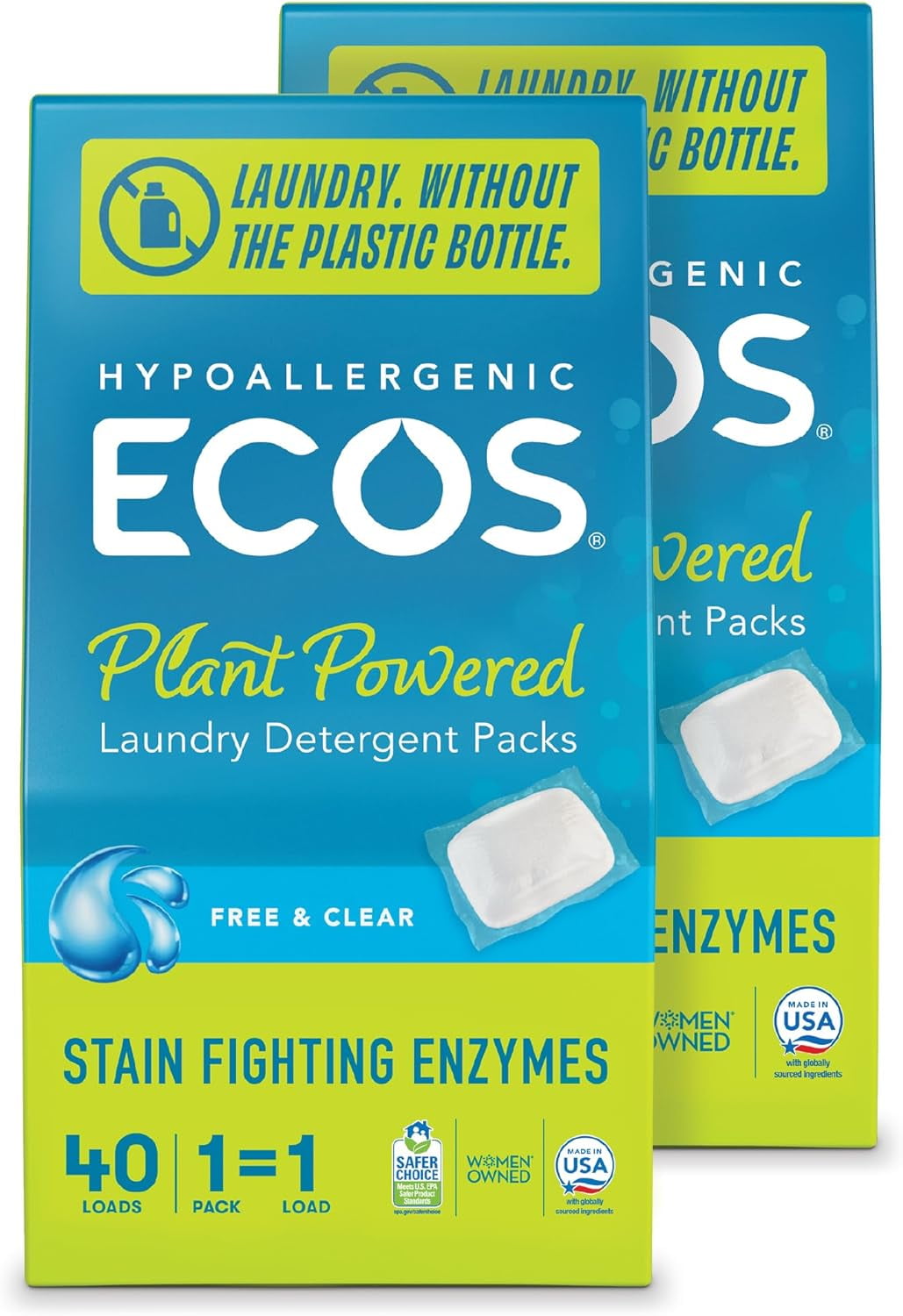 Laundry Detergent Packs, 80 Loads 100 Plastic Free Packaging