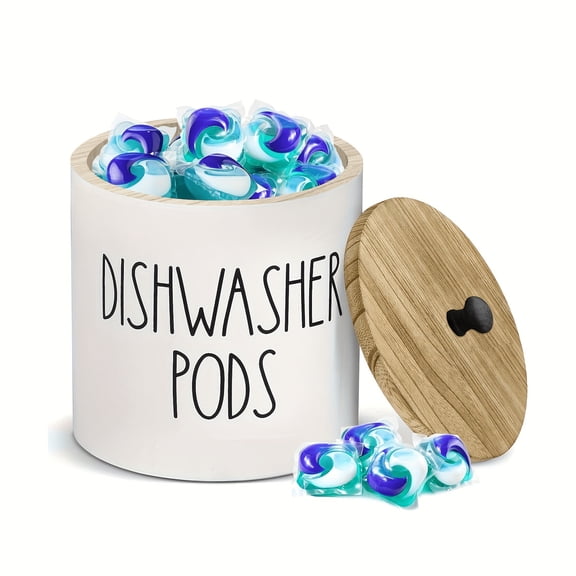 Laundry Detergent Pod Storage Container with Lid, 4.72 Inch Airtight Holder for Laundry Pods, Powder & Dryer Sheets, Farmhouse Laundry Room Organizer