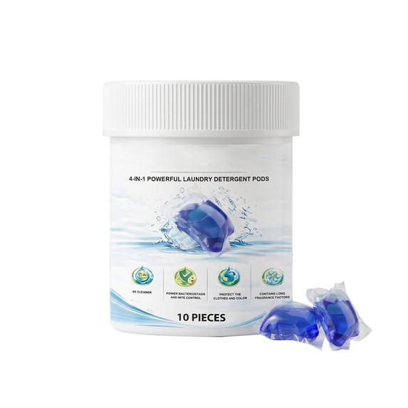 Laundry Detergent Pods 4-In-1 Powerful Stain Remover Laundry Pods Long Lasting Fresh Scent Deep Washer Pods Gentle on Fabrics for Home Laundry Care 10 Count