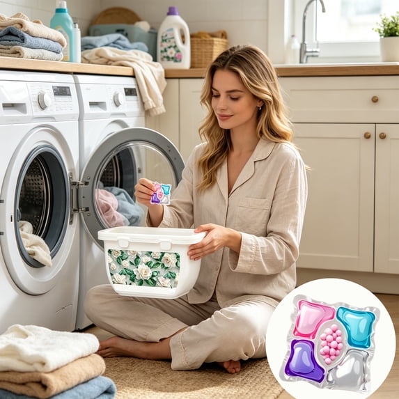 Laundry Detergent Pods 40 Count 5 In 1 Floral Scent Concentrated Enzyme Capsules For Standard And High Efficiency Washers