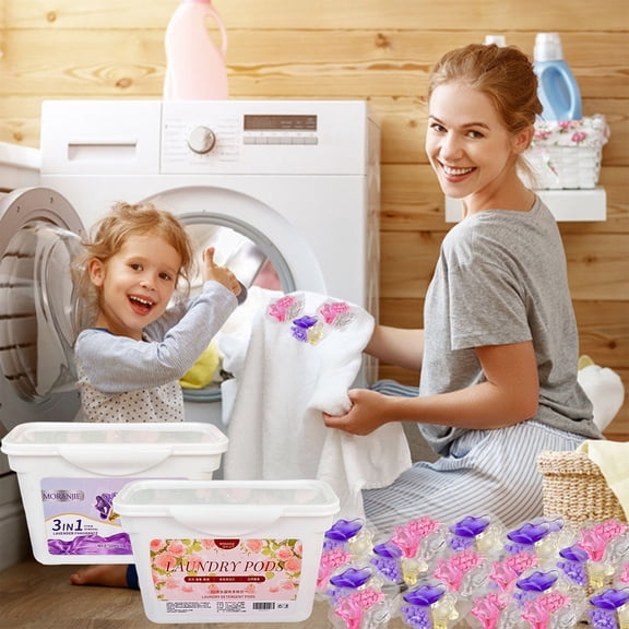 Laundry Detergent Pods 50 Count – Stain & Grease Remover, Color Protection, Fast Dissolving, Long-Lasting Softening, Fresh Scent, 200mL, Multicolor