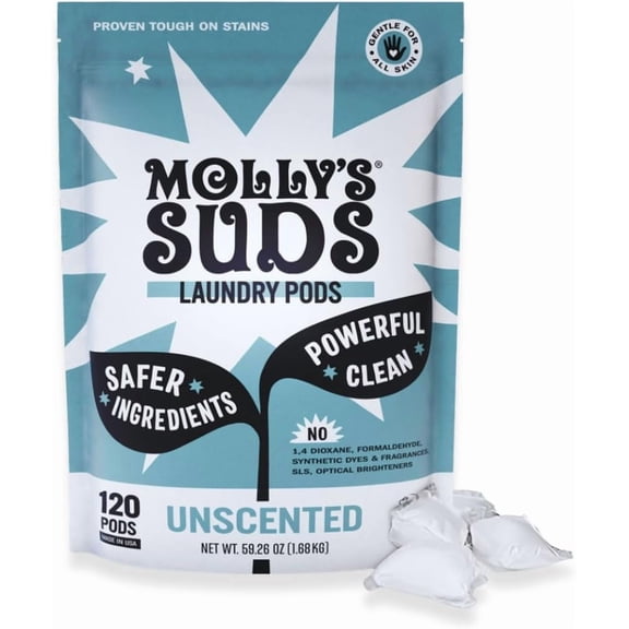Laundry Detergent Pods | Clean Detergent for Sensitive Skin | Ultra Concentrated and Stain Fighting | Unscented - 120 Count (Value Pack)