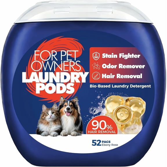 Laundry Detergent Pods for  Owners, 52 Count,  Remover & Odor , Rose & Oud Scent, Bio-Based Formula, Tough Stain Removal,  Dissolving, HE Compatible