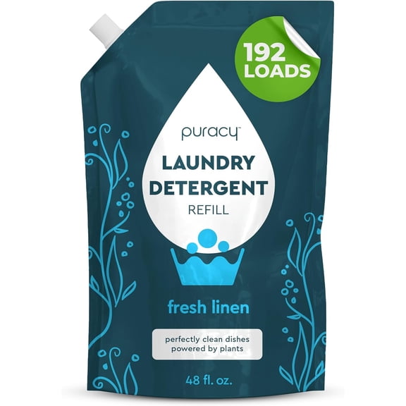 Laundry Detergent Refill - Enzyme-Powered Liquid Laundry Detergent Concentrate, Natural Laundry Detergent Seen on TikTok, Non-Toxic (Fresh Linen, 48 fl oz, 192 Loads)