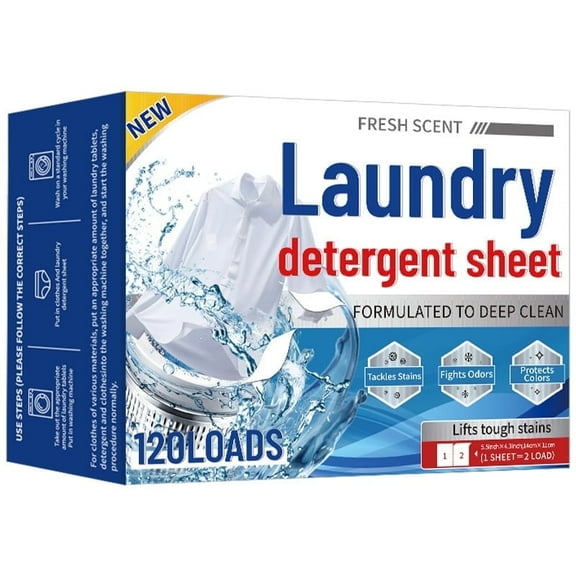 "Laundry Detergent Sheets (120 Count) - Ultra Concentrated, Stain Fighting, Light Linen Scent, Travel & Home Use