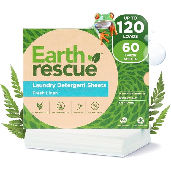 Laundry Detergent Sheets - Up To 120 Loads (60 Sheets) - Ultra Concentrated Liquidless Dry Laundry Detergent, Ideal For Sensitive Skin, Eco Friendly, Plastic Free - Fresh Linen