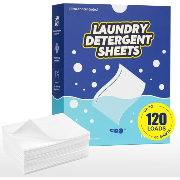 Laundry Detergent Sheets 120 Loads,   , Stain- Enzymes, Unscented Laundry Sheets, ,  , Space-Saving for Dorm House, Travel essentials, 60 Ct