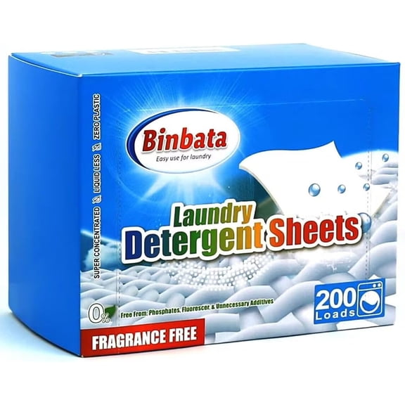 Laundry Detergent Sheets, 200 Count, Fragrance Free, Unscented, Eco-Friendly, Hypoallergenic, Biodegradable, Plastic Free, Liquidless, Suitable for Sensitive Skin