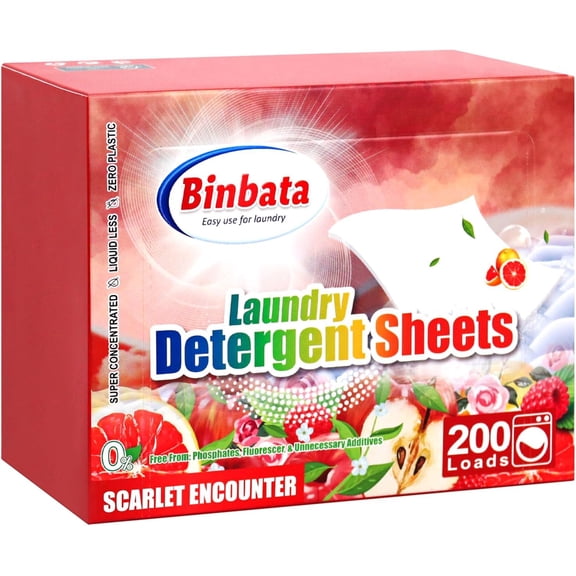 Laundry Detergent Sheets, 200 Loads Scarlet Encounter Scent Hypoallergenic Eco Laundry Sheets, Biodegradable Plastic Free Liquidless Laundry Sheets Detergent Suitable for Sensitive Skin