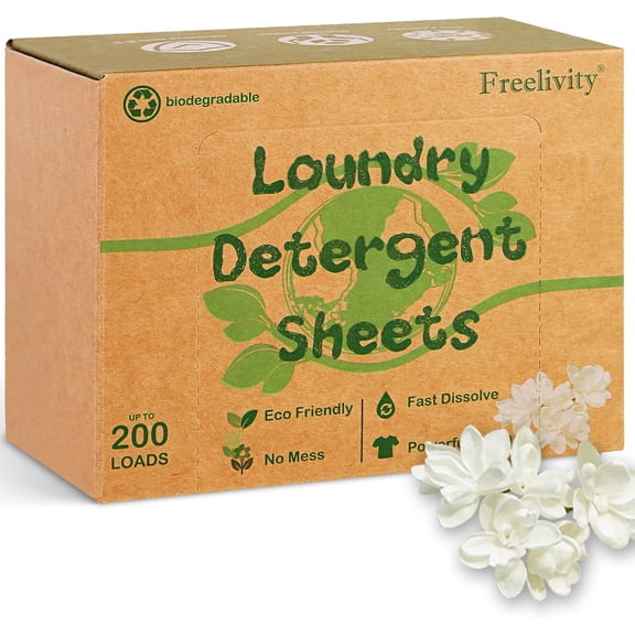 Laundry Detergent Sheets, 200 Sheets Fresh Linen Scent - Eco-Friendly Hypoergenic Plastic-Free LiquidLess Clothes Washing Detergent Supplies for Save Space Travel Camping
