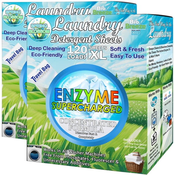 Laundry Detergent Sheets (240 XL Sheets) - Eco Friendly, Hypoallergenic, Biodegradable & Plant-Based, Enzyme Stain Washing Strips - for All Machine Washers, Travel & Home (Spring Blossom Scent)