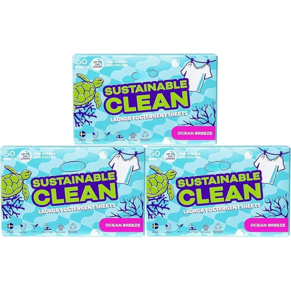 Laundry Detergent Sheets - 3 Pack Sweden, Up to 300 loads 150 Sheets, Sustainable Clean Liquidless Technology, Dissolves Instantly, No Harsh , . ( Breeze)