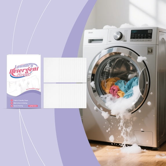 Laundry Detergent Sheets 30 Count Concentrated Wash Strips Eco-Friendly Liquidless Detergent for Travel Home Dorm Multi-Surface Cleaning Supplies Style B#134